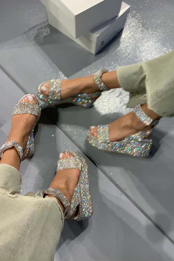 Elegante High Heel Sandaler med Glitzerriemer til Sommerlige Anledninger 3