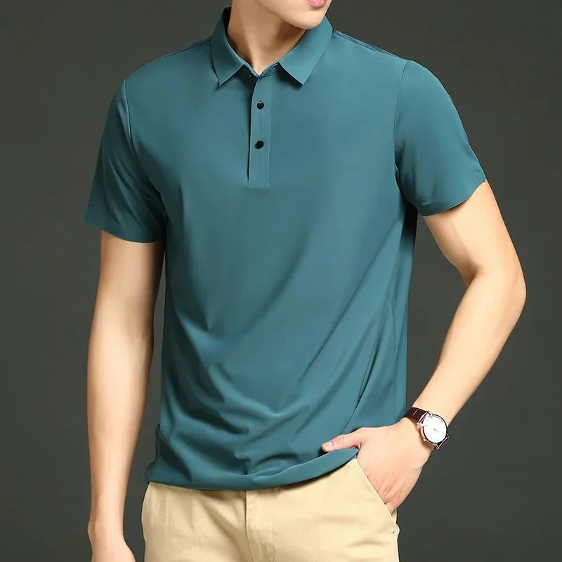 Herre Polo T-shirt med Langærmer, Åndbart Stof og Justerbar Pasform til Kontor og Fritid 5