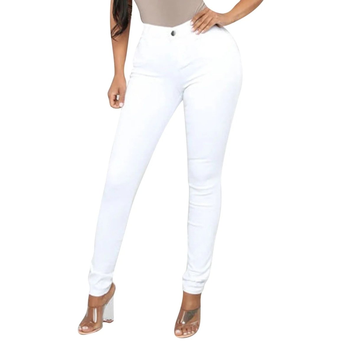 Høj Talje Skinny Jeans til Damer i Stretchstof med Komfortabel Pasform og Elegant Stil 3