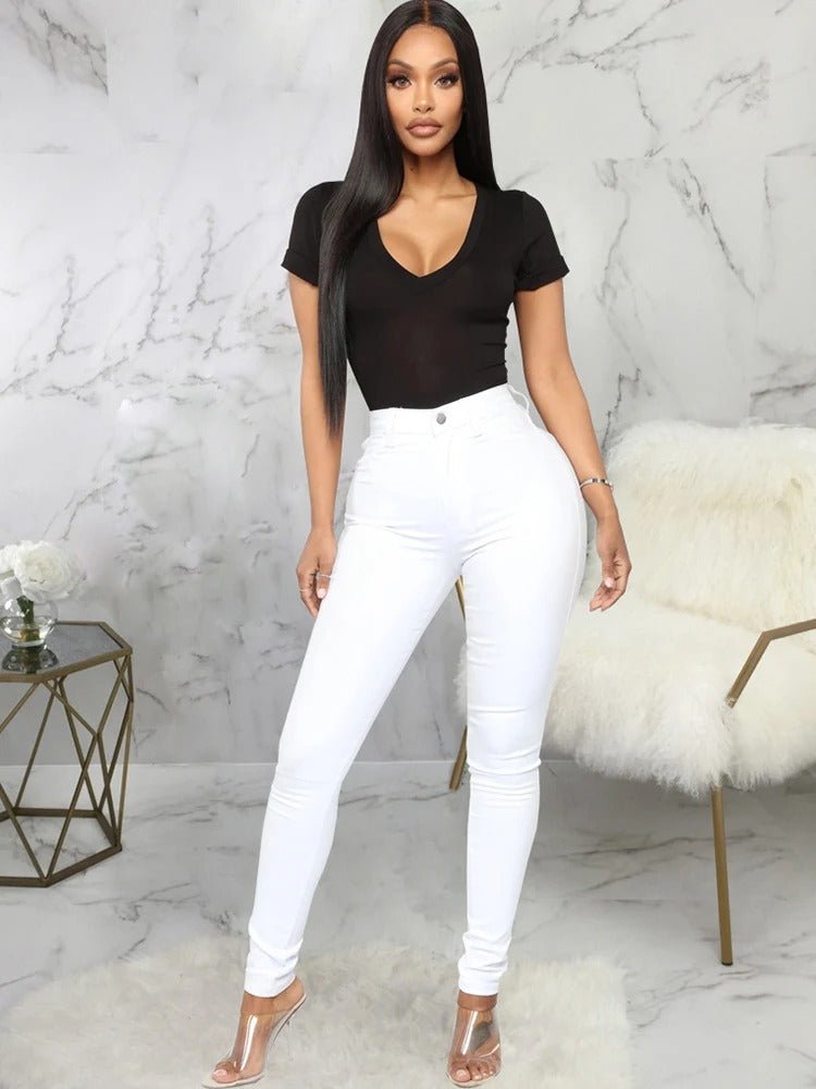 Høj Talje Skinny Jeans til Damer i Stretchstof med Komfortabel Pasform og Elegant Stil 4