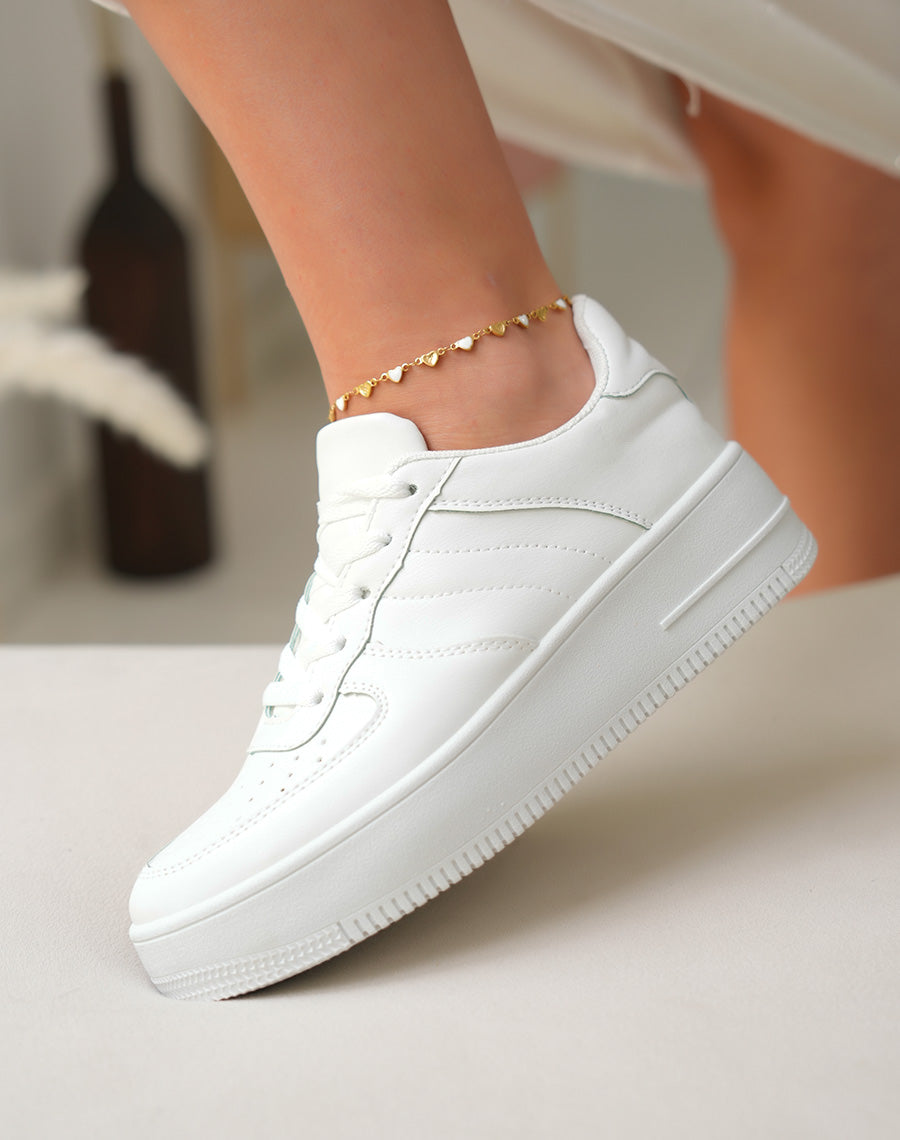 Hvide Platform Sneakers til Kvinder med Komfortabelt Design og 45 cm Højde 3