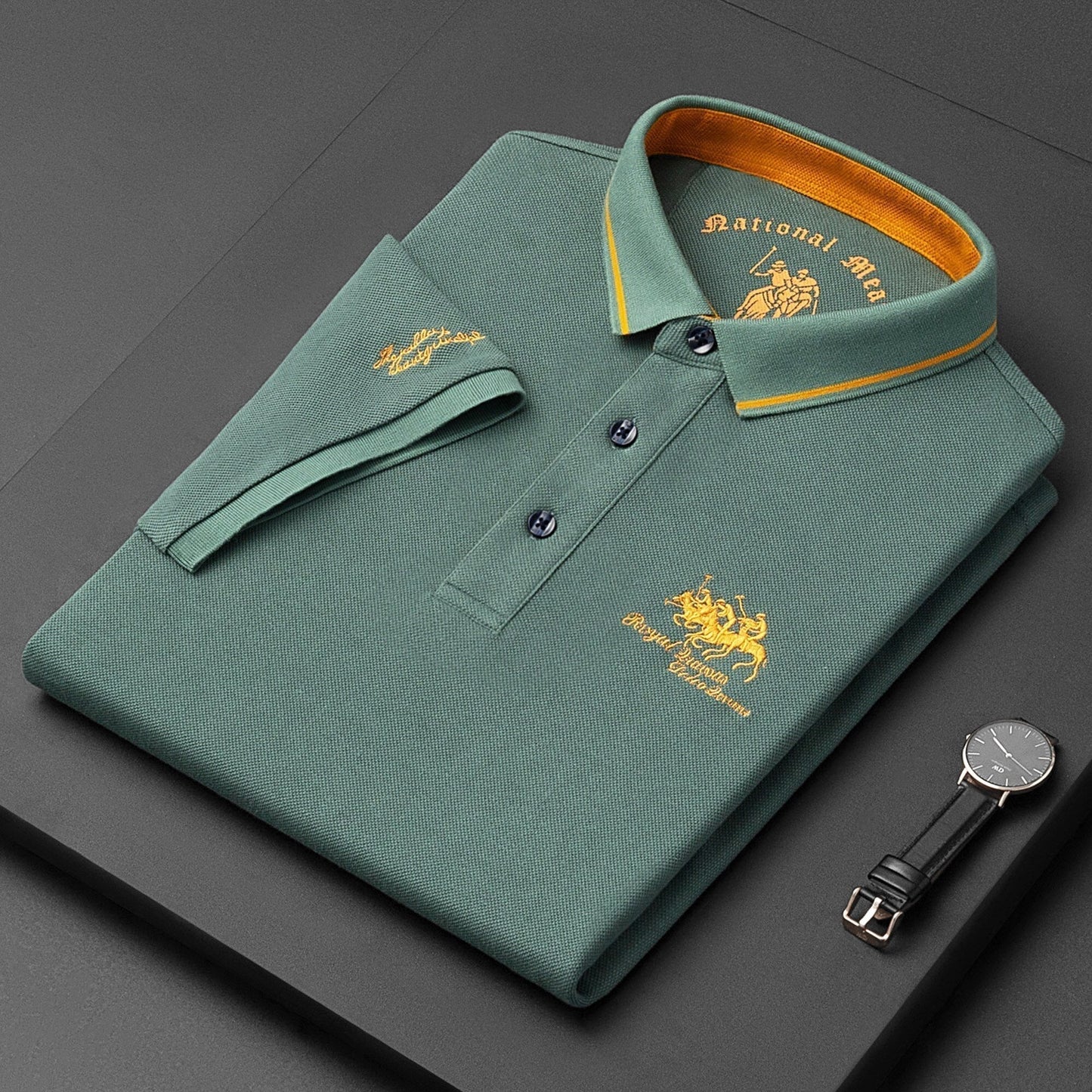 Klassisk Poloshirt til Mænd i Åndbart Materiale med Moderne Pasform - Ideel til Hverdag og Fritid 8