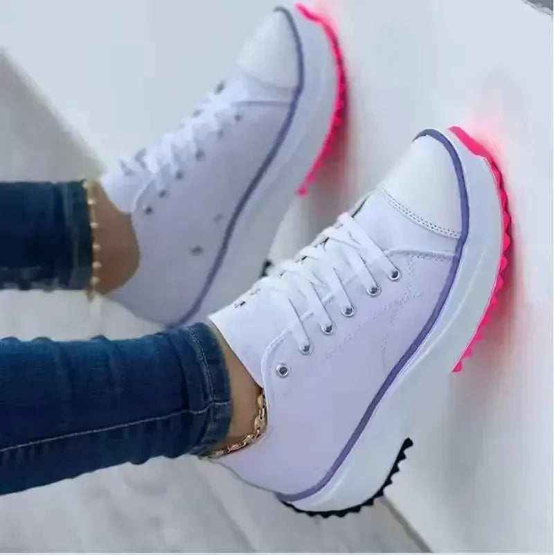 Klassiske Sneakers til Damer med Platform og Snørebånd til Hverdag og Fritid 2