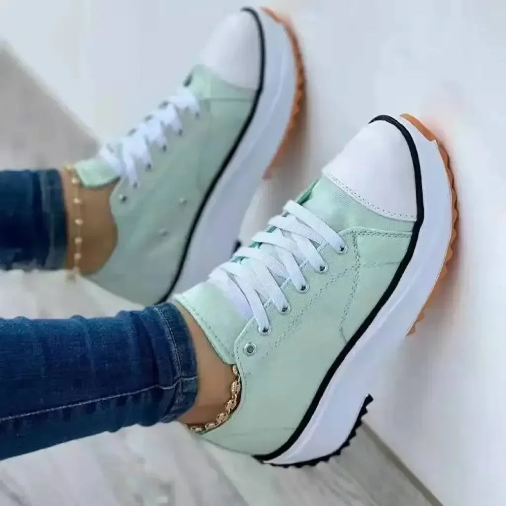Klassiske Sneakers til Damer med Platform og Snørebånd til Hverdag og Fritid 4