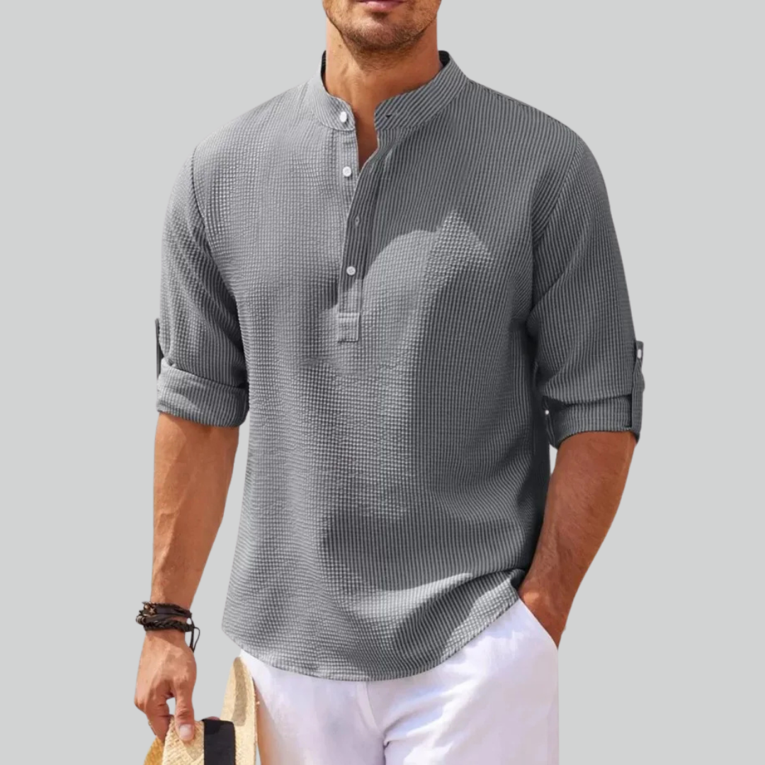 Langærmet Herreshirt i Økologisk Bomuld til Casual Strandstil i Plus Størrelser 3
