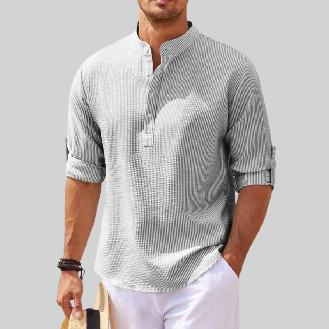 Langærmet Herreshirt i Økologisk Bomuld til Casual Strandstil i Plus Størrelser 5