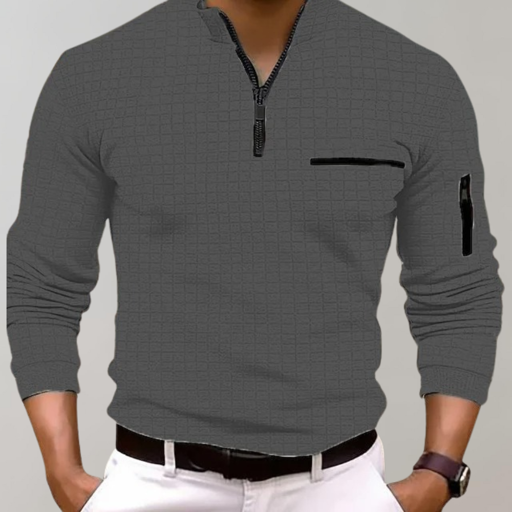 Langærmet Poloshirt til Mænd i 100% Bomuld med Behagelig Pasform og Klassisk Design 3