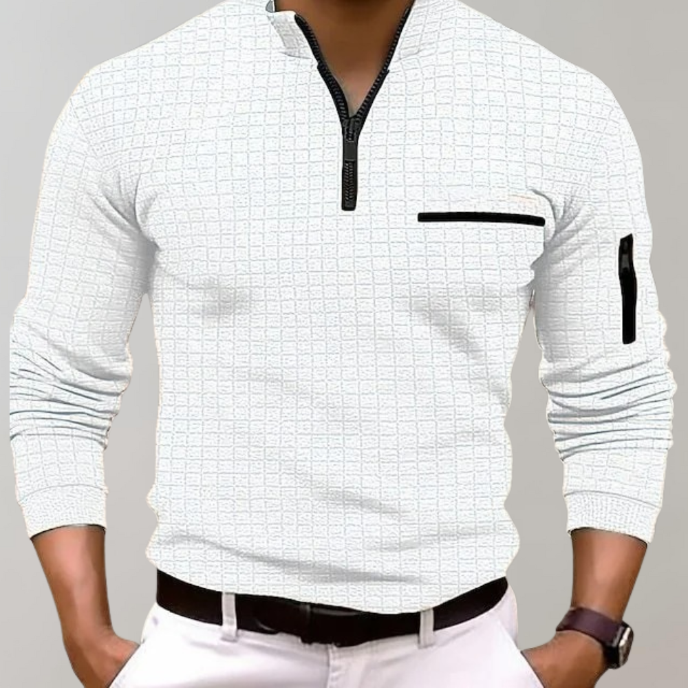 Langærmet Poloshirt til Mænd i 100% Bomuld med Behagelig Pasform og Klassisk Design 8