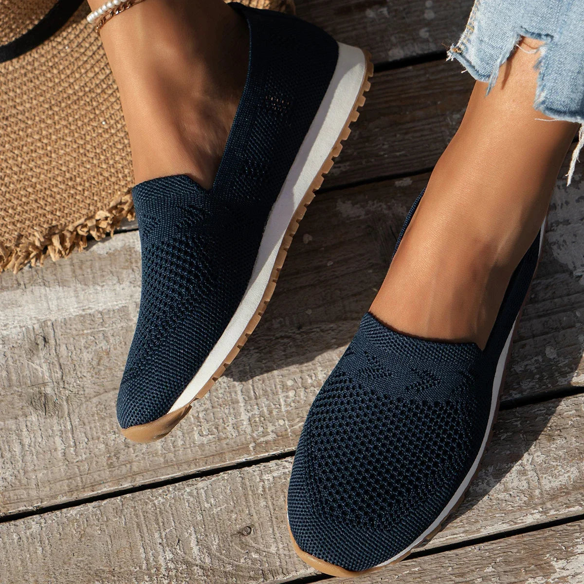 Lette Atmungsaktive Slip-On Sko til Dame med Runder Tæer og Holdbar Såle 1