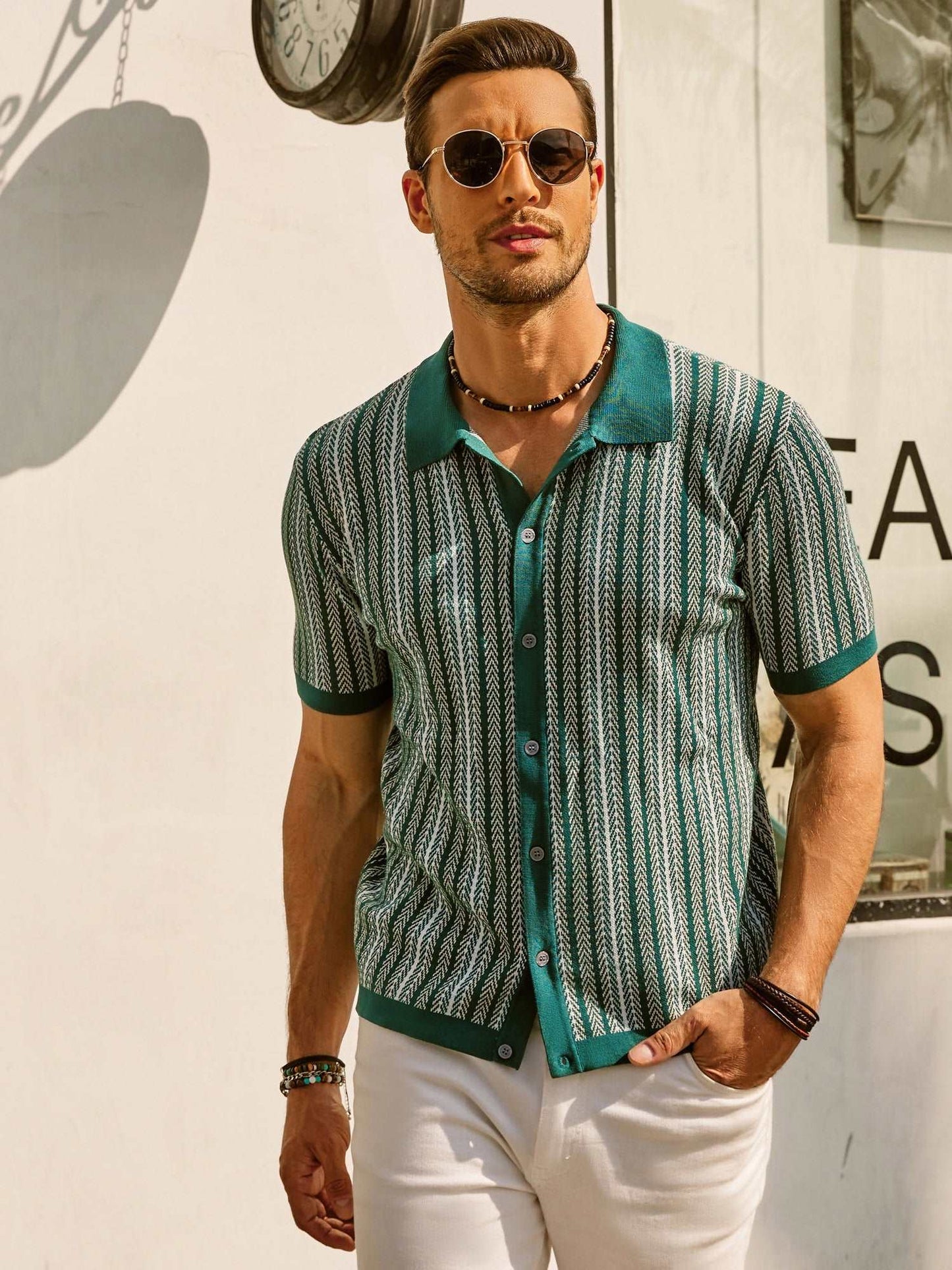 Retro Polo Skjorte til Mænd i Åndbart Stof med Vintage Design og Tidløse Vertikale Striber 5