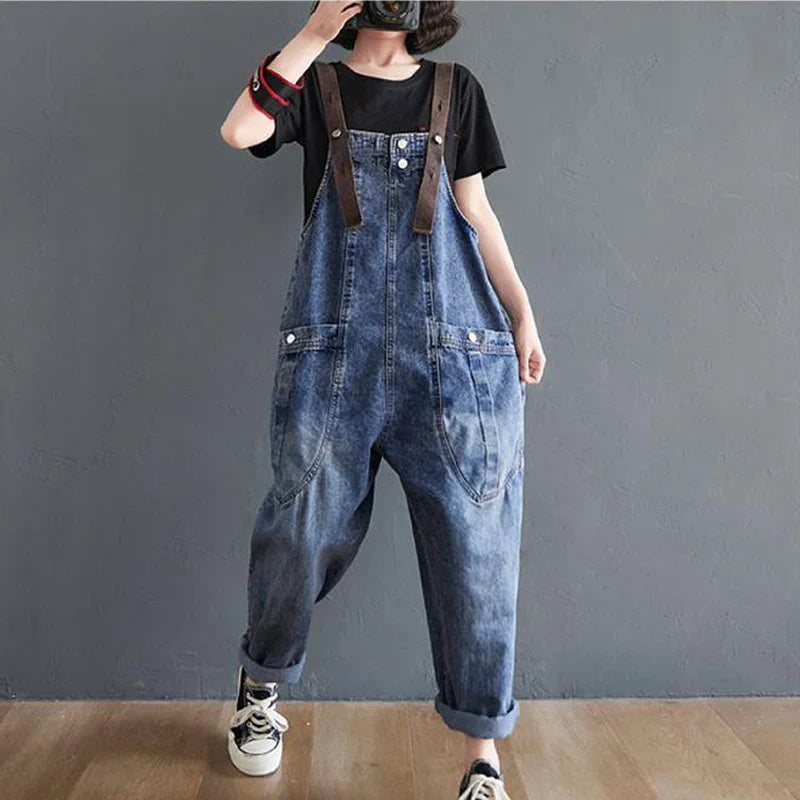 Rummelige og komfortable kvinders harem jeans – trendy seler, denim, til afslappede dage 2