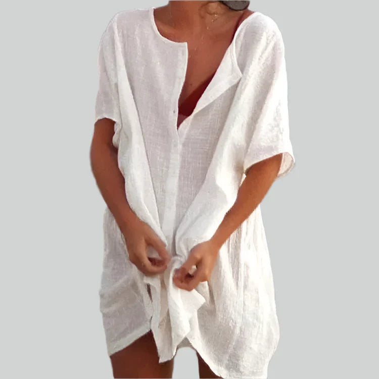Lett og rummelig skjortebluse dame – vintage design, åndbar bomuld, til sommerudflugter 4