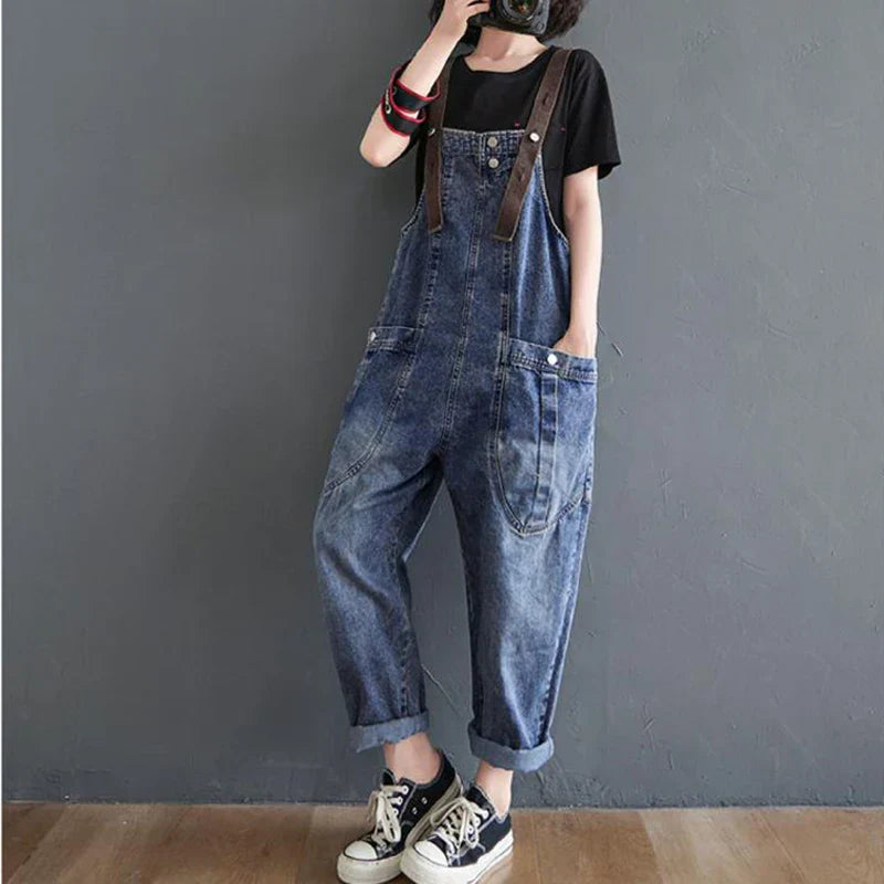 Rummelige og komfortable kvinders harem jeans – trendy seler, denim, til afslappede dage 3