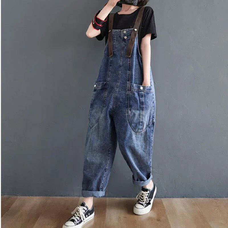 Rummelige og komfortable kvinders harem jeans – trendy seler, denim, til afslappede dage 5