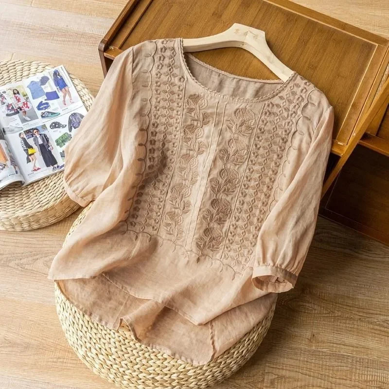 Støttende kvindelig bluse – langærmet broderet design, høj kvalitet, til hverdag og fest 5