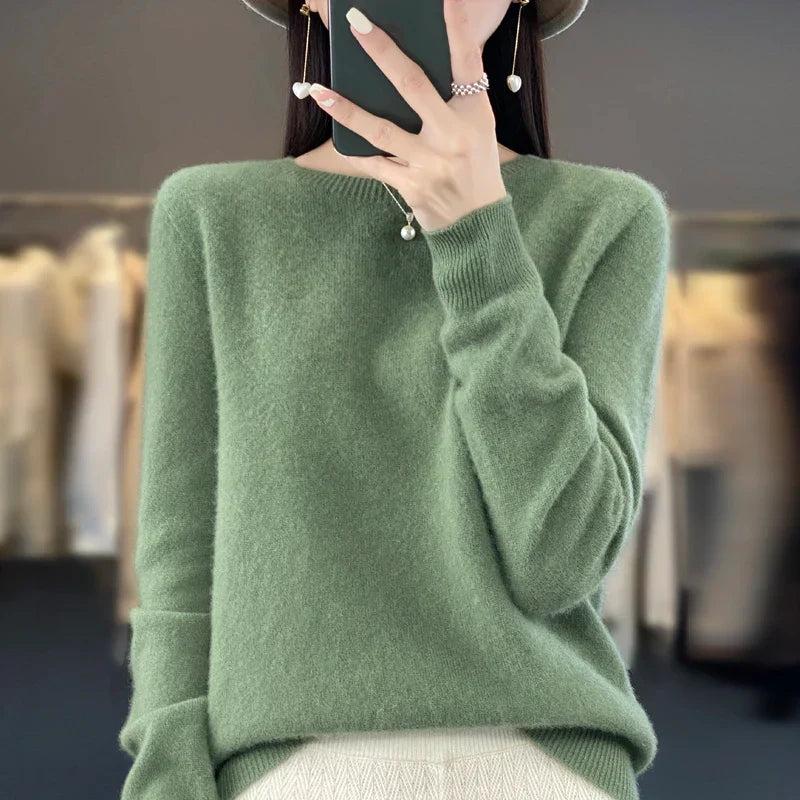 Blød og varm kvinders merino uld sweater – klassisk O-hals, 100% merino, til efterår og vinter 6