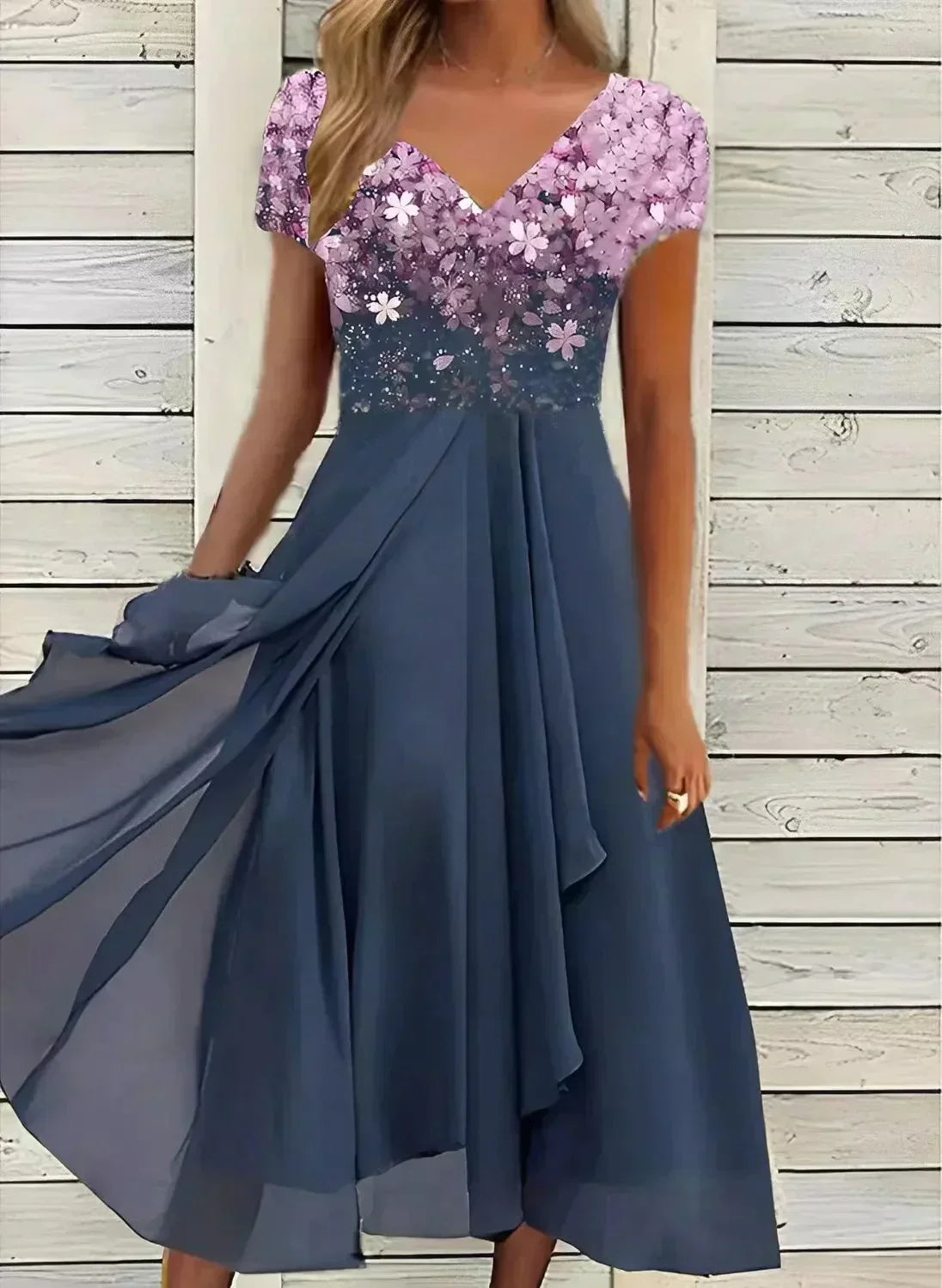 Variant image for Elegant Chiffon Festkjole Til Kvinder, Knælængde, Sofistikeret Design Til Bryllup Og Fester-25