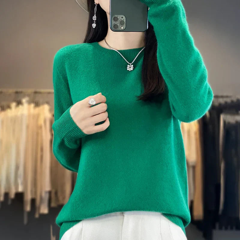 Variant image for Blød og varm kvinders merino uld sweater – klassisk O-hals, 100% merino, til efterår og vinter-9