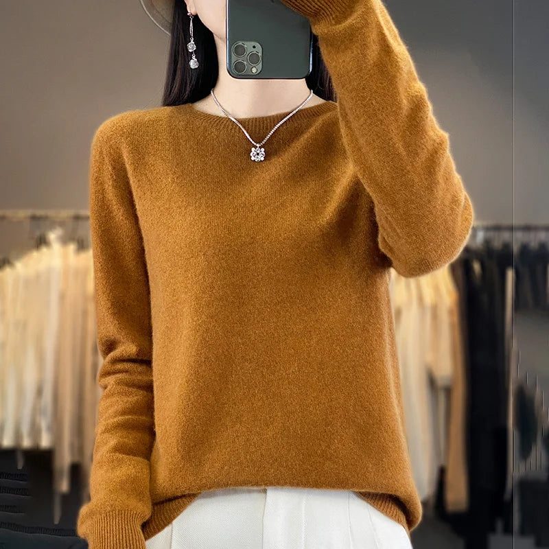 Variant image for Blød og varm kvinders merino uld sweater – klassisk O-hals, 100% merino, til efterår og vinter-45