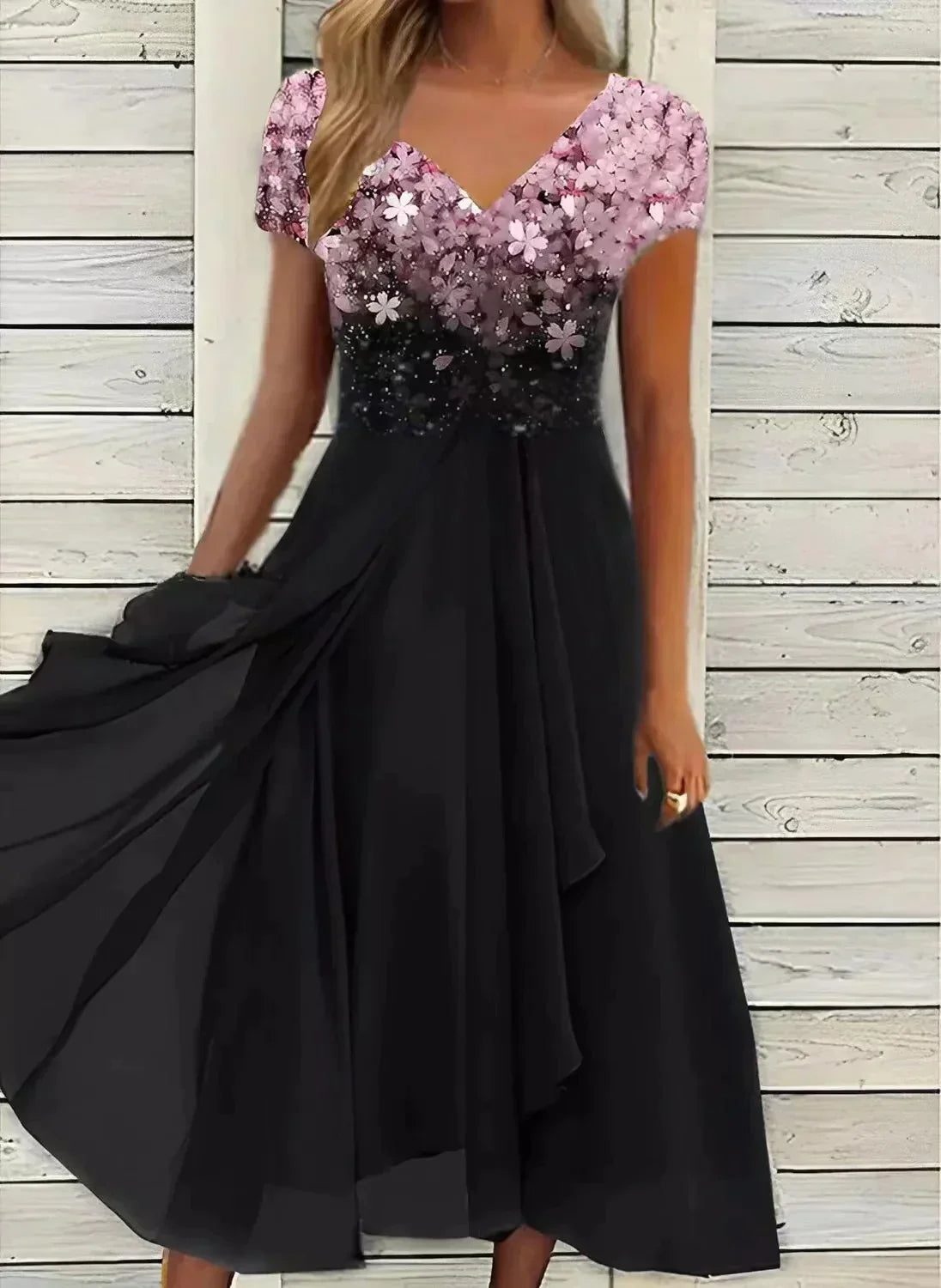 Variant image for Elegant Chiffon Festkjole Til Kvinder, Knælængde, Sofistikeret Design Til Bryllup Og Fester-16
