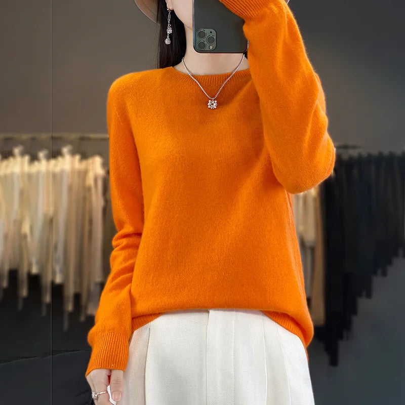 Variant image for Blød og varm kvinders merino uld sweater – klassisk O-hals, 100% merino, til efterår og vinter-53