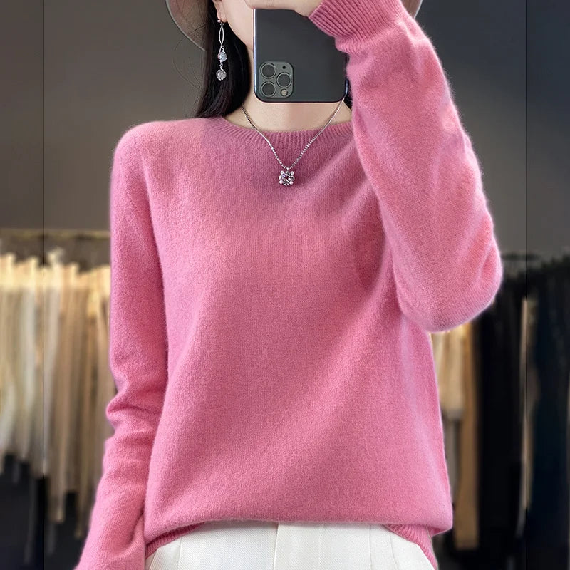 Variant image for Blød og varm kvinders merino uld sweater – klassisk O-hals, 100% merino, til efterår og vinter-37
