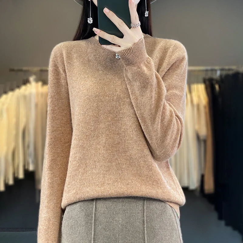 Variant image for Blød og varm kvinders merino uld sweater – klassisk O-hals, 100% merino, til efterår og vinter-49