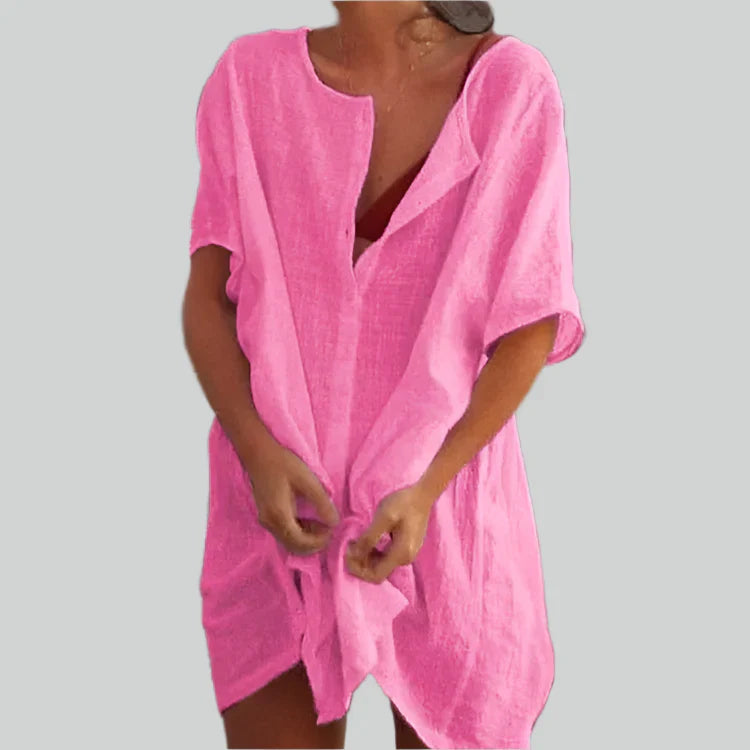 Lett og rummelig skjortebluse dame – vintage design, åndbar bomuld, til sommerudflugter 3