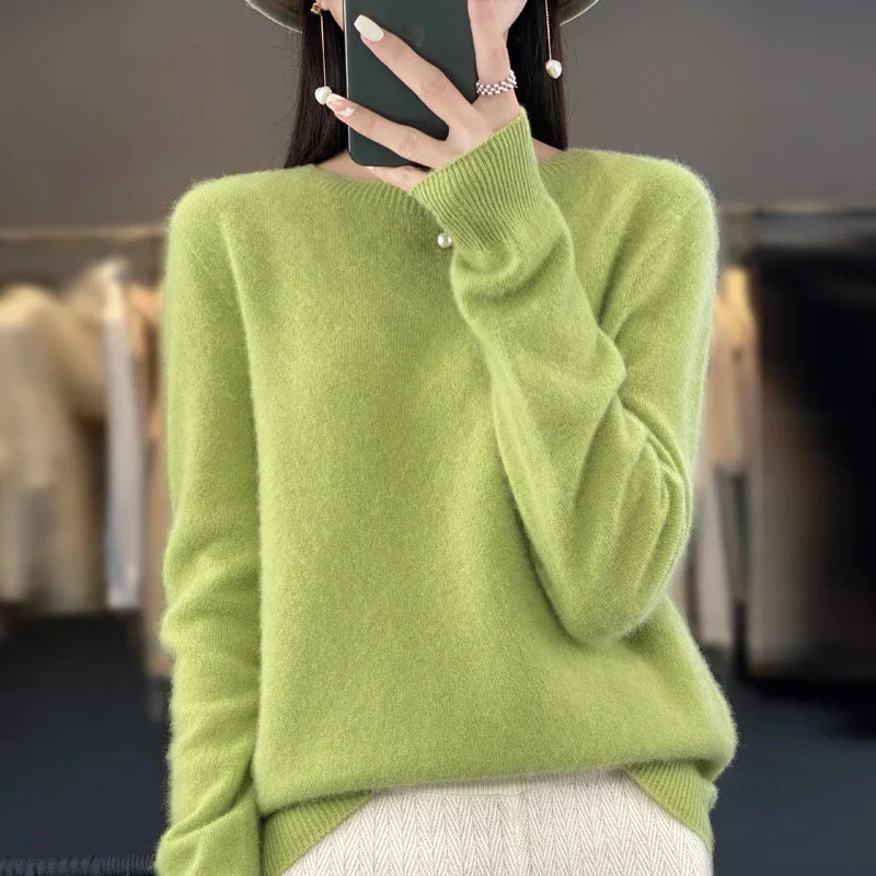 Blød og varm kvinders merino uld sweater – klassisk O-hals, 100% merino, til efterår og vinter 3