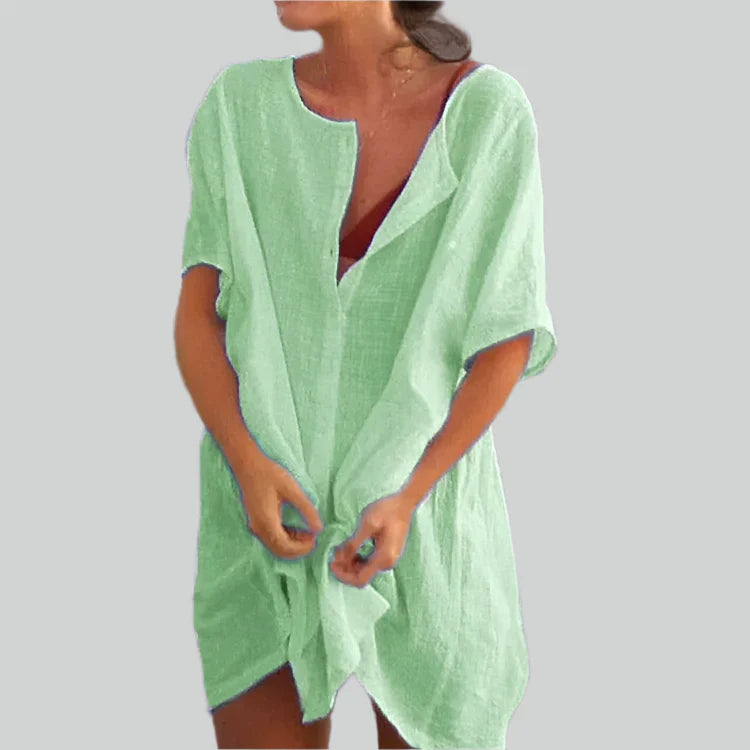 Lett og rummelig skjortebluse dame – vintage design, åndbar bomuld, til sommerudflugter 6