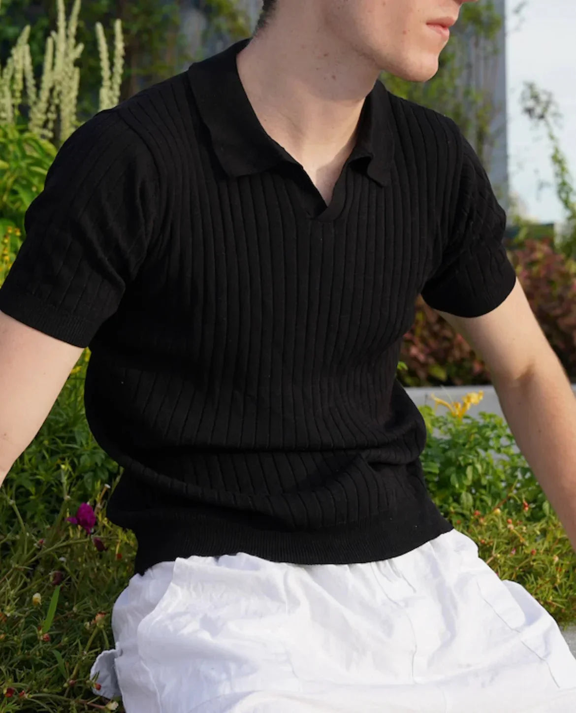 Slim Fit Herre Polohemd i Åndbar Bomuld til Sommer, Komfortabel og Stilfuld til Afslappede Udflugter 5