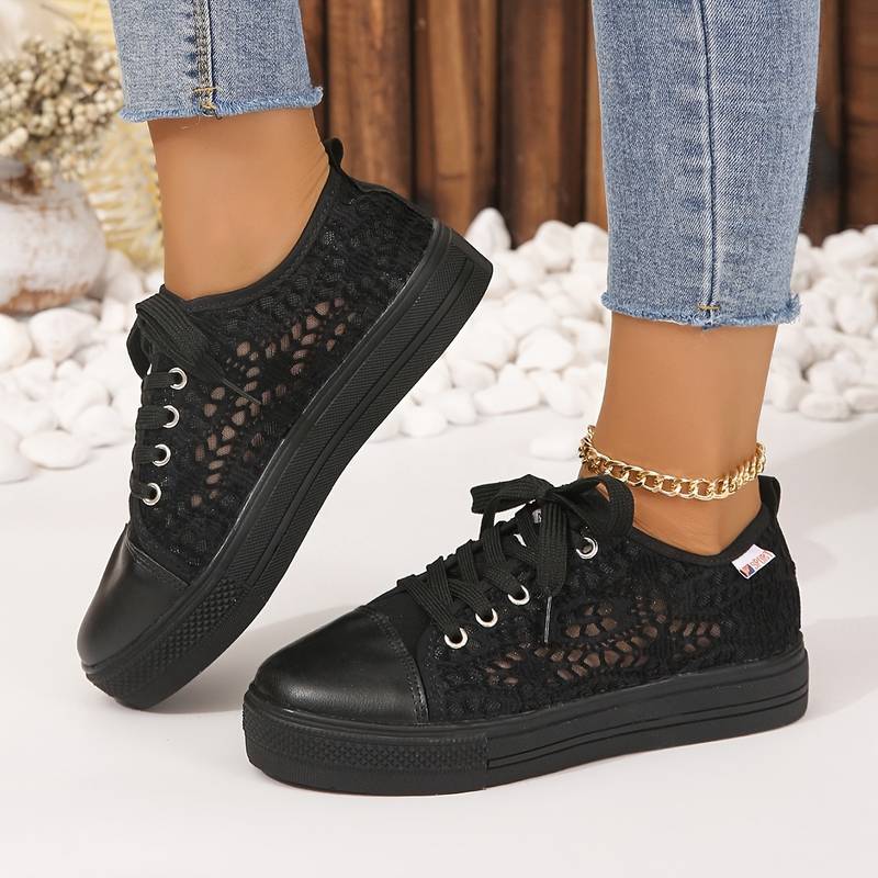 Sneakers med Spids Design i Sort-Hvid, Atmungsaktive og Komfortable til Hverdagsbrug 3