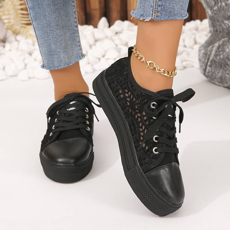 Sneakers med Spids Design i Sort-Hvid, Atmungsaktive og Komfortable til Hverdagsbrug 4