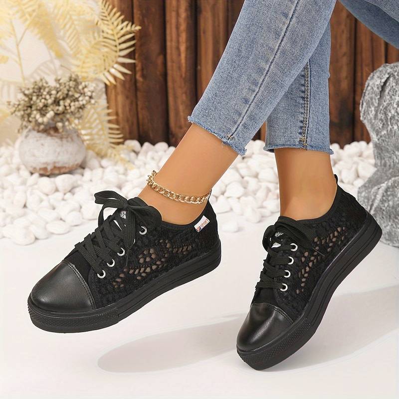Sneakers med Spids Design i Sort-Hvid, Atmungsaktive og Komfortable til Hverdagsbrug 5