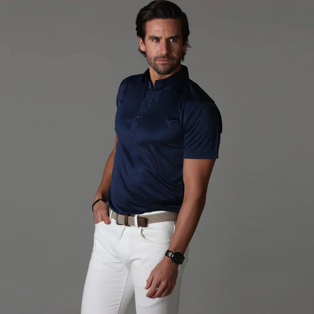 Struktureret Poloshirt til Mænd i Premium-Baumwollmiks med Moderne Snit 7