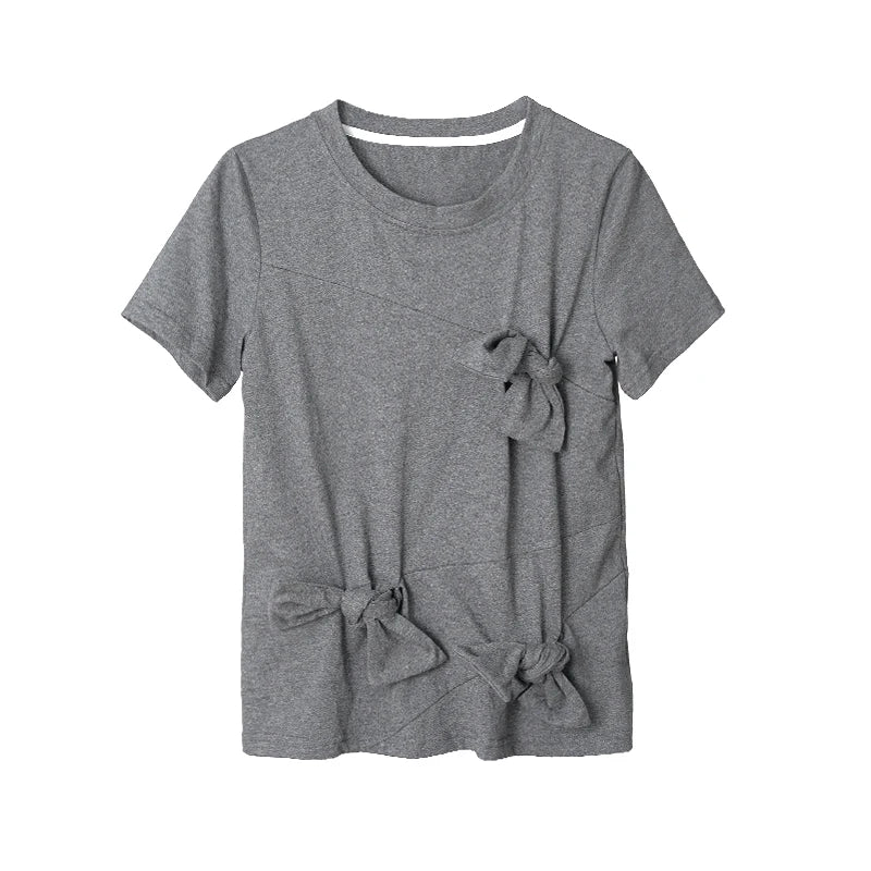 T-Shirt i Ren Bomuld med Unikt 3D-Sløjfedesign til Sommer og Afslappede Anledninger 6