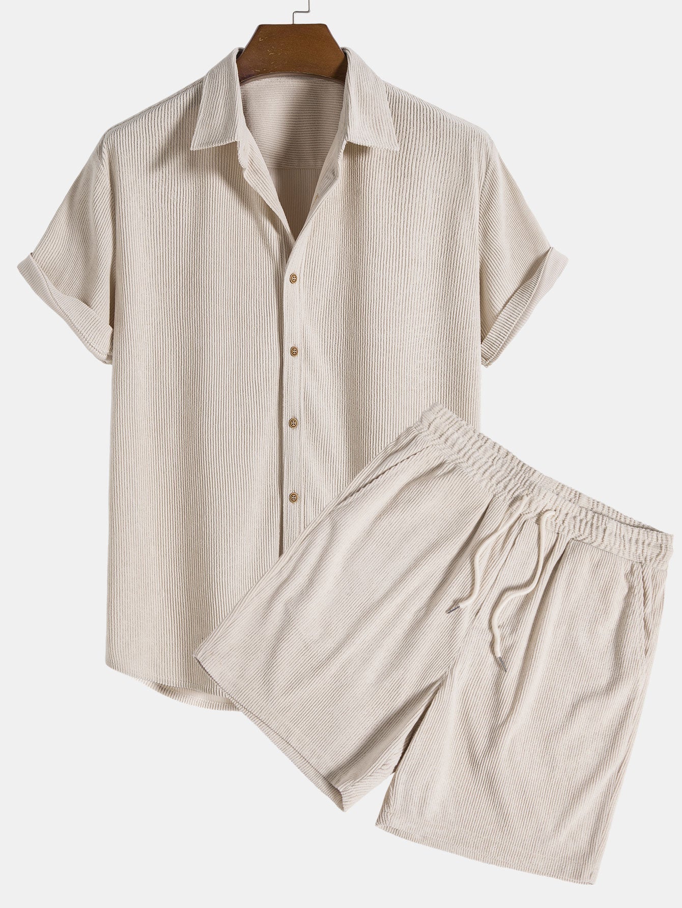 Trendy To-Delt Sommer Outfit til Mænd med Komfortabel Pasform i Let og Åndbart Stof 0