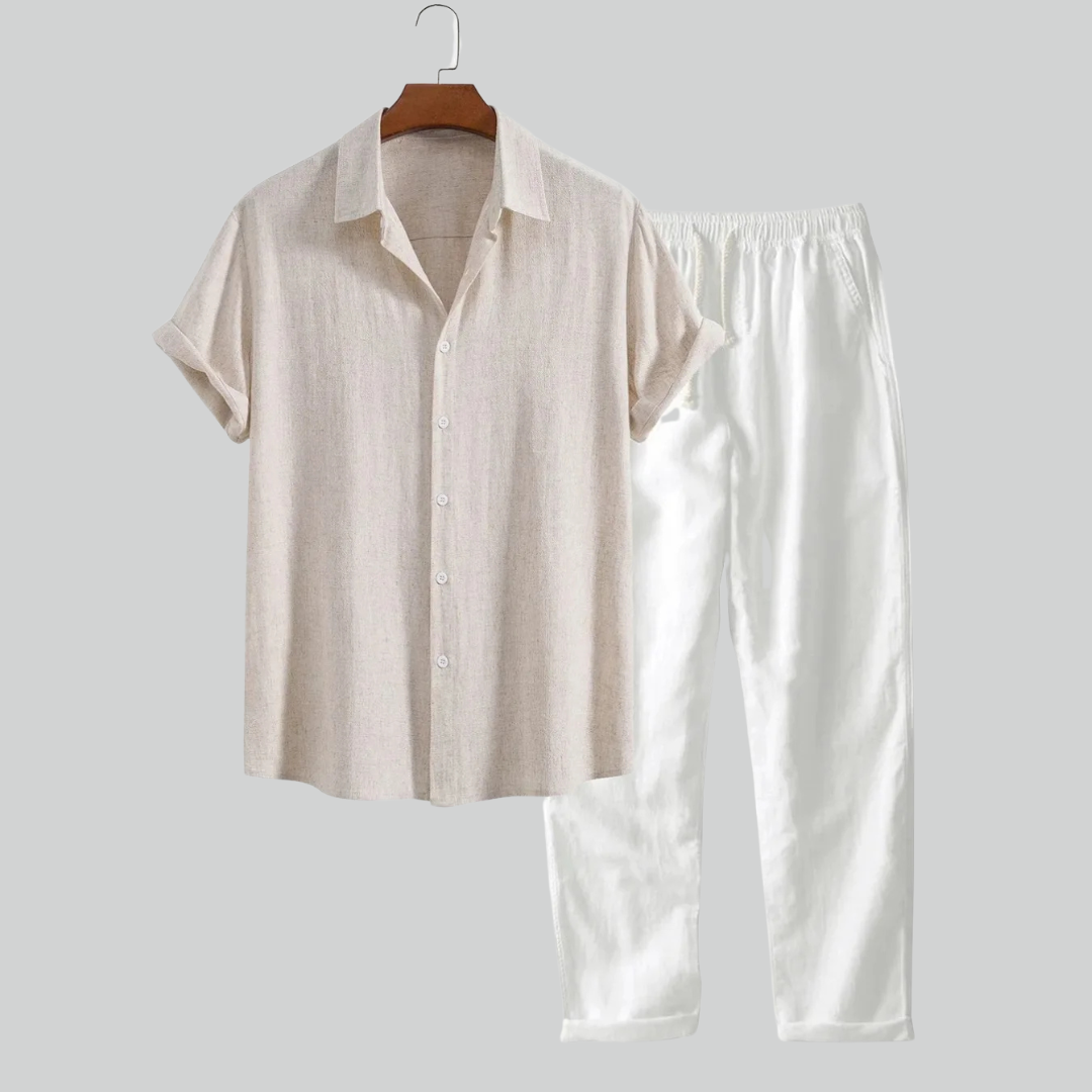 Trendy To-Delt Strandoutfit til Mænd i Åndbare Materialer med Løs Pasform og Flerfarvede Mønstre 1