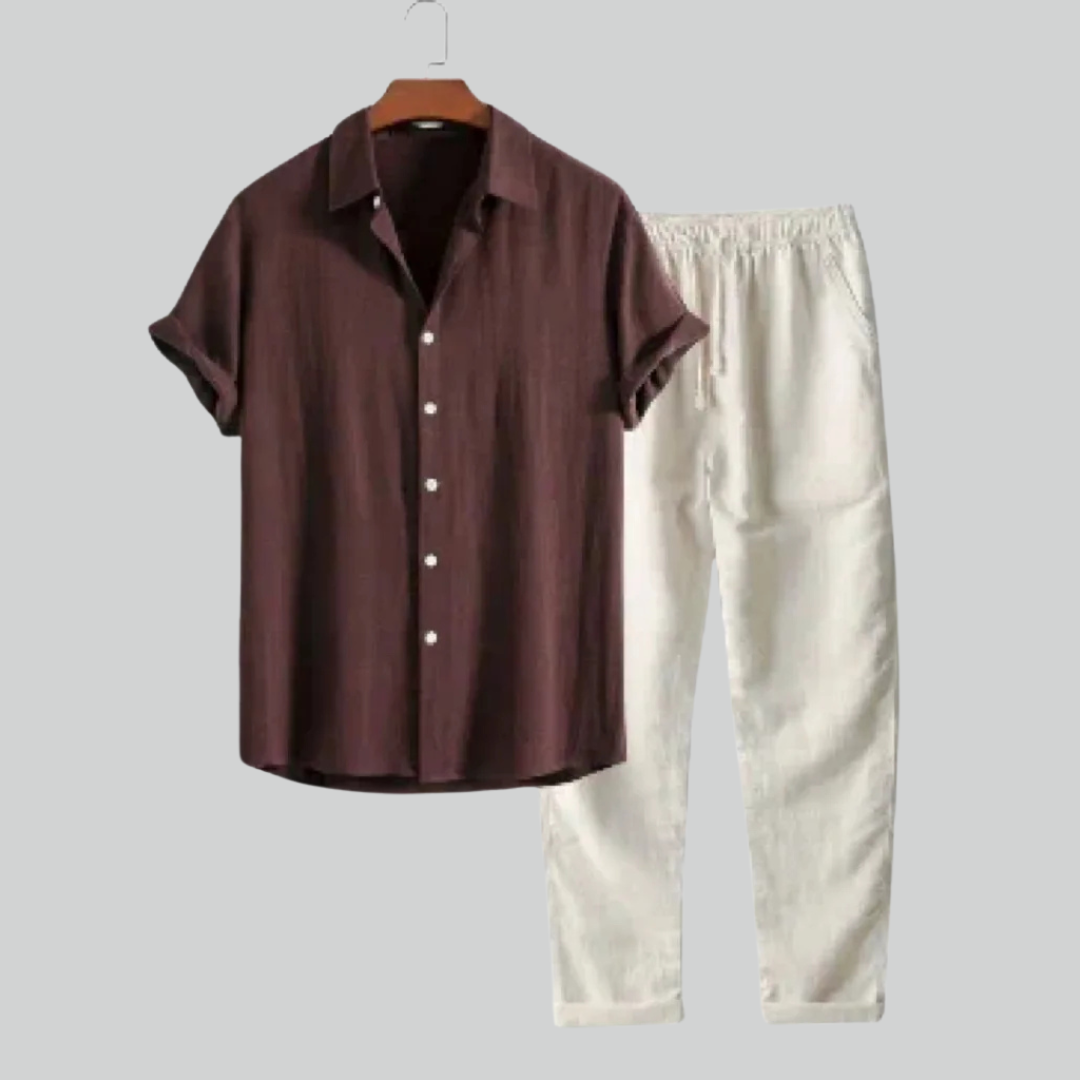 Trendy To-Delt Strandoutfit til Mænd i Åndbare Materialer med Løs Pasform og Flerfarvede Mønstre 2