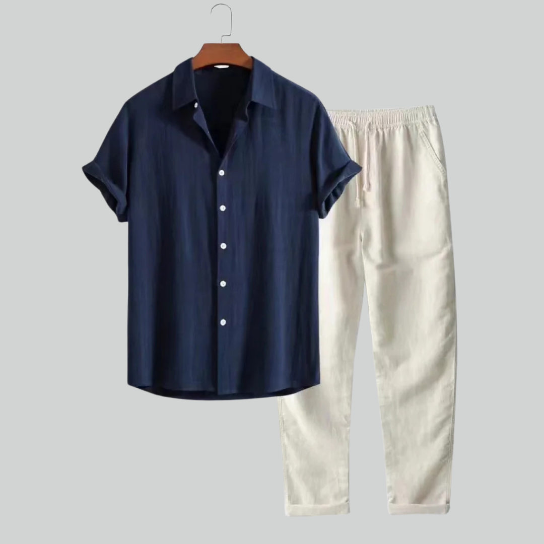 Trendy To-Delt Strandoutfit til Mænd i Åndbare Materialer med Løs Pasform og Flerfarvede Mønstre 3