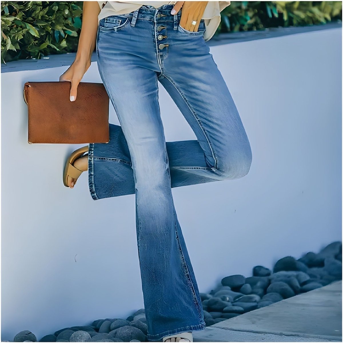 Vintage Jeans med Høj Talje i Blødt Åndbart Denim til Hverdagsbrug 2