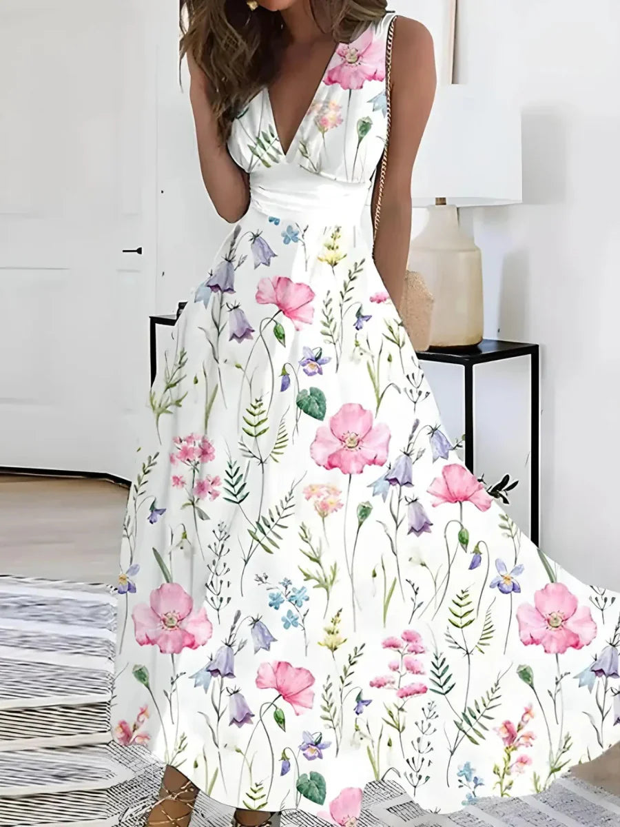 Variant image for Elegant Blomster Kjole Til Kvinder, Let Sommer Bryllupsgæstekjole Med Justerbart Bælte-13