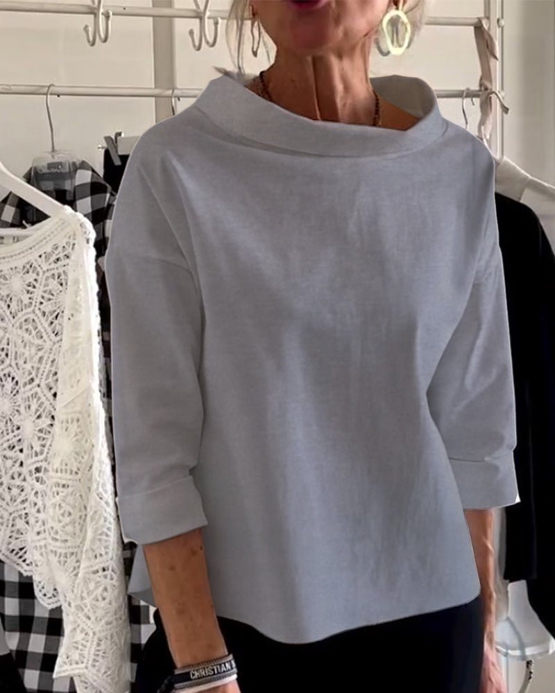 Variant image for Let og komfortabel kvinders bluse – løs skildpadde sweater, bomuldsblanding, til forår og efterår-42