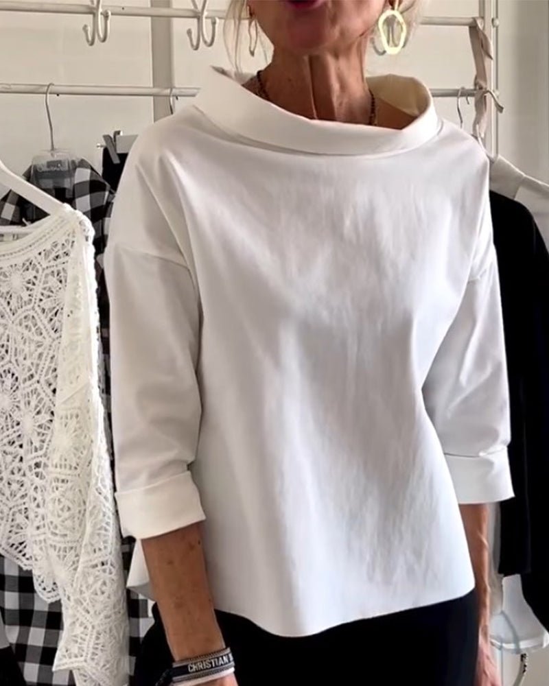 Let og komfortabel kvinders bluse – løs skildpadde sweater, bomuldsblanding, til forår og efterår 2