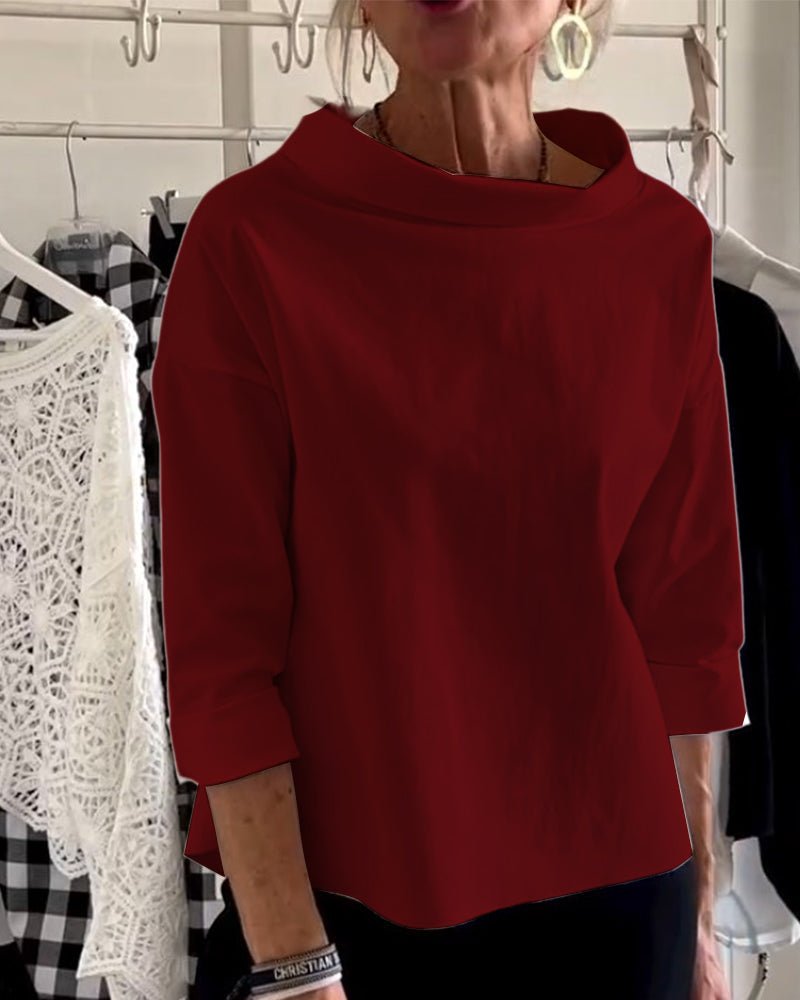 Variant image for Let og komfortabel kvinders bluse – løs skildpadde sweater, bomuldsblanding, til forår og efterår-7