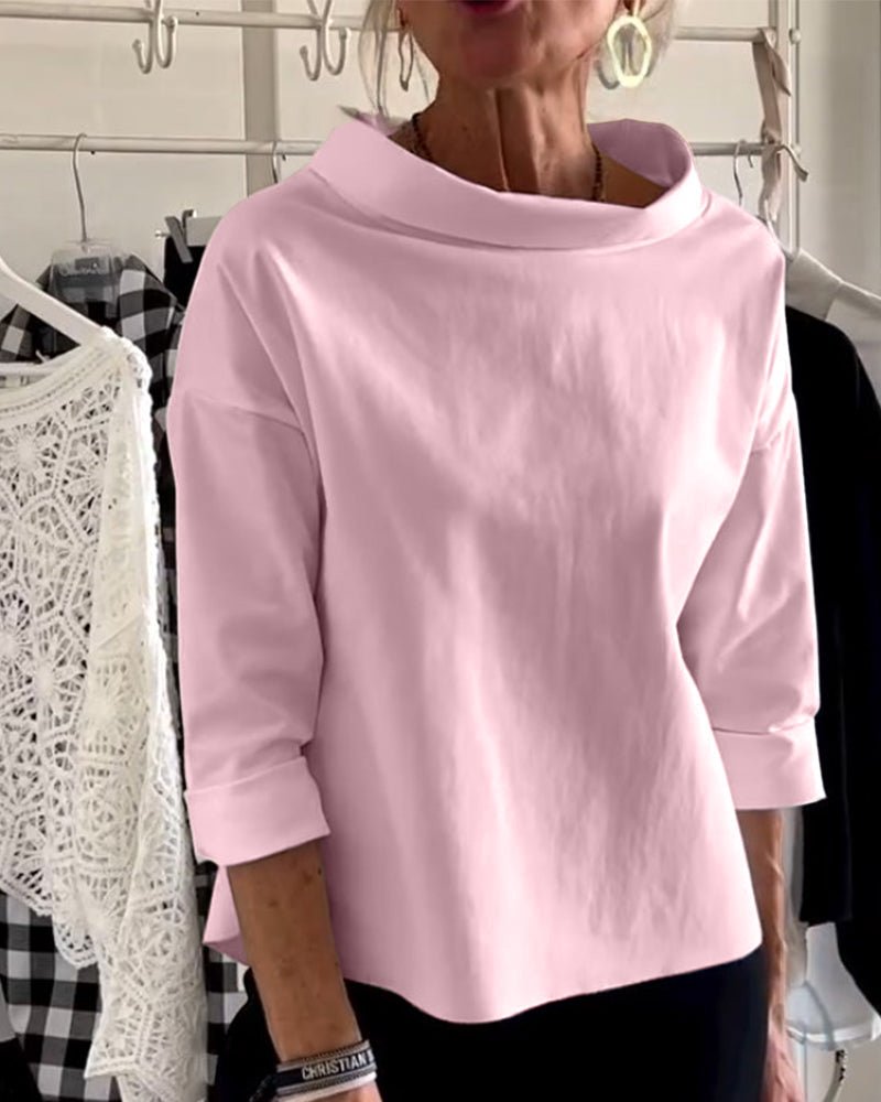 Variant image for Let og komfortabel kvinders bluse – løs skildpadde sweater, bomuldsblanding, til forår og efterår-33