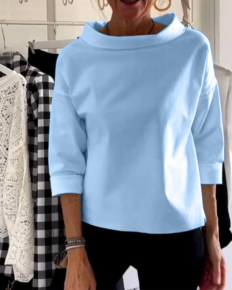 Variant image for Let og komfortabel kvinders bluse – løs skildpadde sweater, bomuldsblanding, til forår og efterår-21