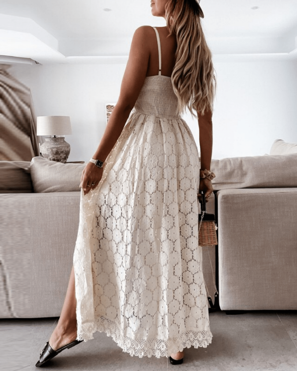 Elegant Boho Kjole i Blød Bomuld til Kvinder, Knælængde Sommerkjole til Afslappede Udflugter-5