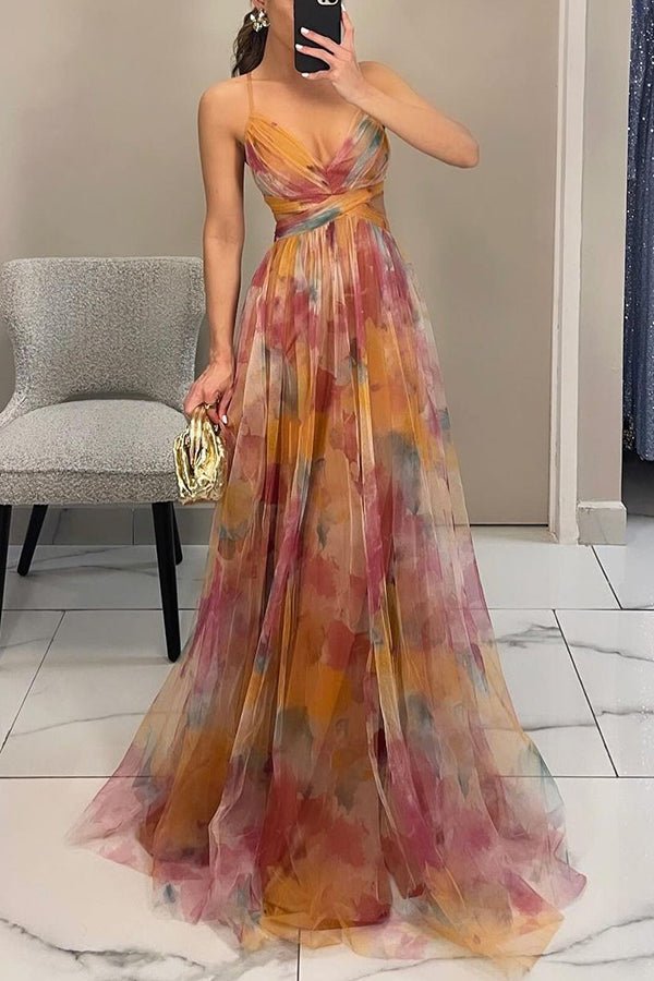 Blomster Maxi Kjole Til Kvinder Med Justerbar Ryg, Elegant Sommerkjole-5