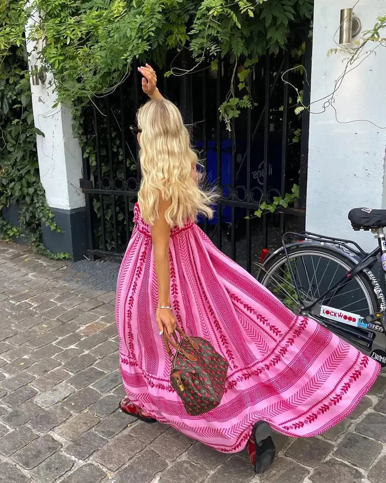Elegant A-Linje Maxi Kjole Til Kvinder Med Romantiske Detaljer - Perfekt Til Sommerbegivenheder-4